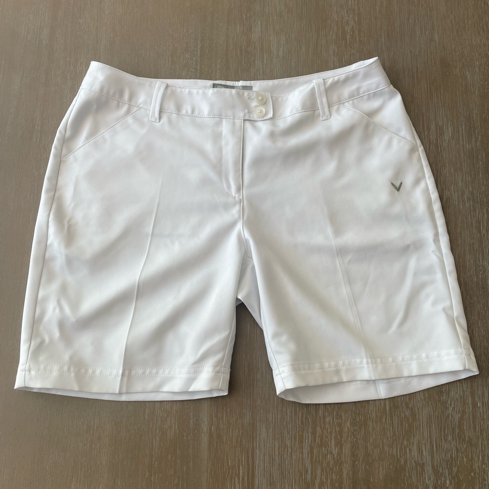 Callaway White Bermuda Shorts Mid-Thigh Length Tailored